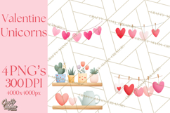 Valentine Unicorn Clipart PNG, Unicorn Girl Valentine Product Image 1