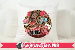 Cute black girl Valentine sublimation shown on a pillow