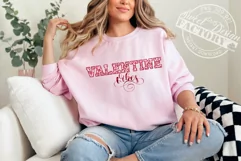 Valentine vibes sublimation design, faux glitters valentine Product Image 1