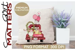 Vintage Valentine Gnome Truck - 300 DPI Hand Painted Product Image 1