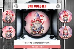 Car Coaster Valentine Watercolor Gnome Product Image 1