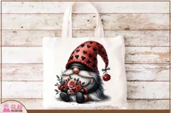Valentine Gnome png with roses, Watercolor Valentine gnome Product Image 2