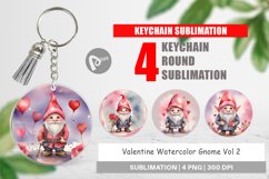 Keychain Valentine Watercolor Gnome Product Image 1