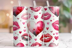 Hearts Lips Tumbler Wrap, Valentine&#039;s Day Tumbler, Kisses Product Image 1