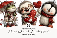 Valentine Whimsical Animals Clipart Product Image 1