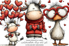 Valentine Whimsical Loveanimals PNG - Loveanimals PNG Product Image 1