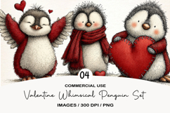 Valentine Whimsical Penguin Set Png Product Image 1