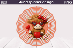 Valentine Highland Cow Wind Spinner | Valentines Day Wind Product Image 1