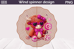Valentine Highland Cow Wind Spinner | Valentines Day Wind Product Image 1