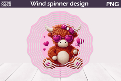 Valentine Highland Cow Wind Spinner | Valentines Day Wind Product Image 1