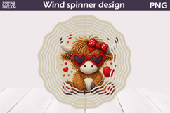 Valentine Highland Cow Wind Spinner | Valentines Day Wind Product Image 1