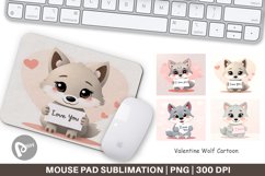 Mouse Pad Valentine Wolf Cartoon Product Image 1