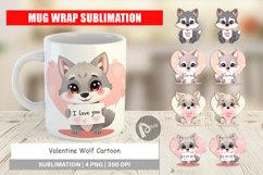 Mug Wrap Design Valentine Wolf Cartoon Product Image 1