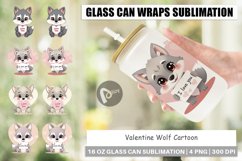 Glass Can Wraps Valentine Wolf Cartoon Product Image 1