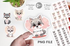 Valentine Wolf Cartoon Sticker Product Image 1