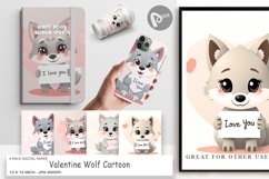 Digital Paper Valentine Wolf Cartoon Product Image 1