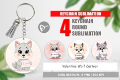 Keychain Valentine Wolf Cartoon Product Image 1