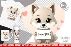 Valentine Wolf Cartoon Clipart Product Image 1