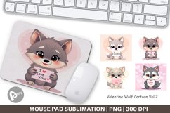 Mouse Pad Valentine Wolf Cartoon Product Image 1