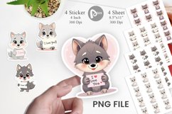 Valentine Wolf Cartoon Sticker Product Image 1