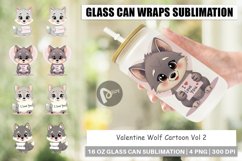 Glass Can Wraps Valentine Wolf Cartoon Product Image 1
