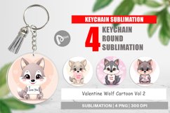 Keychain Valentine Wolf Cartoon Product Image 1