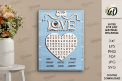 Valentine&#039;s Day Word Search Laser Cut. Wall Decor SVG Product Image 1