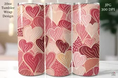 Hearts 20 oz Tumbler Wrap JPG Valentine Sublimation Design Product Image 1