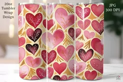 Hearts 20 oz Tumbler Wrap JPG Valentine Sublimation Design Product Image 1