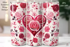 Roses 20 oz Tumbler Wrap JPG Valentine Sublimation Design Product Image 1