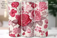 Roses 20 oz Tumbler Wrap JPG Valentine Sublimation Design Product Image 1