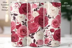 Roses 20 oz Tumbler Wrap JPG Valentine Sublimation Design Product Image 1