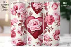 Roses 20 oz Tumbler Wrap JPG Valentine Sublimation Design Product Image 1