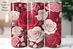 Roses 20 oz Tumbler Wrap JPG Valentine Sublimation Design Product Image 1