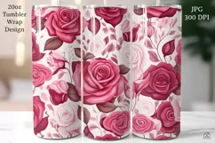 Roses 20 oz Tumbler Wrap JPG Valentine Sublimation Design Product Image 1