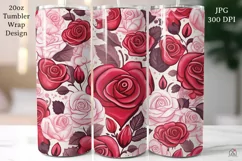Roses 20 oz Tumbler Wrap JPG Valentine Sublimation Design Product Image 1