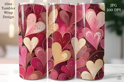 Hearts 20 oz Tumbler Wrap JPG Valentine Sublimation Design Product Image 1