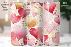 Hearts 20 oz Tumbler Wrap JPG Valentine Sublimation Design Product Image 1