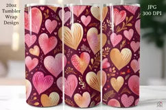 Hearts 20 oz Tumbler Wrap JPG Valentine Sublimation Design Product Image 1