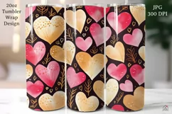 Hearts 20 oz Tumbler Wrap JPG Valentine Sublimation Design Product Image 1