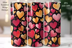 Hearts 20 oz Tumbler Wrap JPG Valentine Sublimation Design Product Image 1