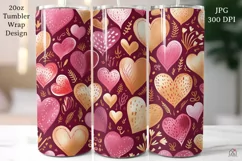 Hearts 20 oz Tumbler Wrap JPG Valentine Sublimation Design Product Image 1