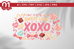 Sweet Love XOXO Valentine Quotes SVG Design Product Image 1