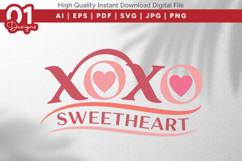 XOXO Sweetheart Valentine Quotes SVG Design Product Image 1