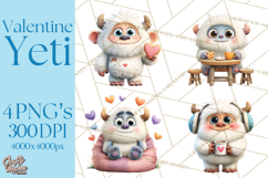 Valentine Yeti Clipart PNG Cute Love Monster Art Product Image 1