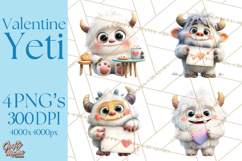 Valentine Yeti Clipart PNG Cute Love Monster Art Product Image 1