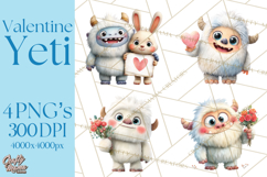 Valentine Yeti Clipart PNG Cute Love Monster Art Product Image 1