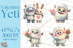 Valentine Yeti Clipart PNG Cute Love Monster Art Product Image 1