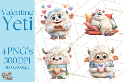 Valentine Yeti Clipart PNG Cute Love Monster Art Product Image 1