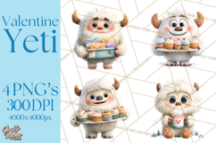 Valentine Yeti Clipart PNG Cute Love Monster Art Product Image 1